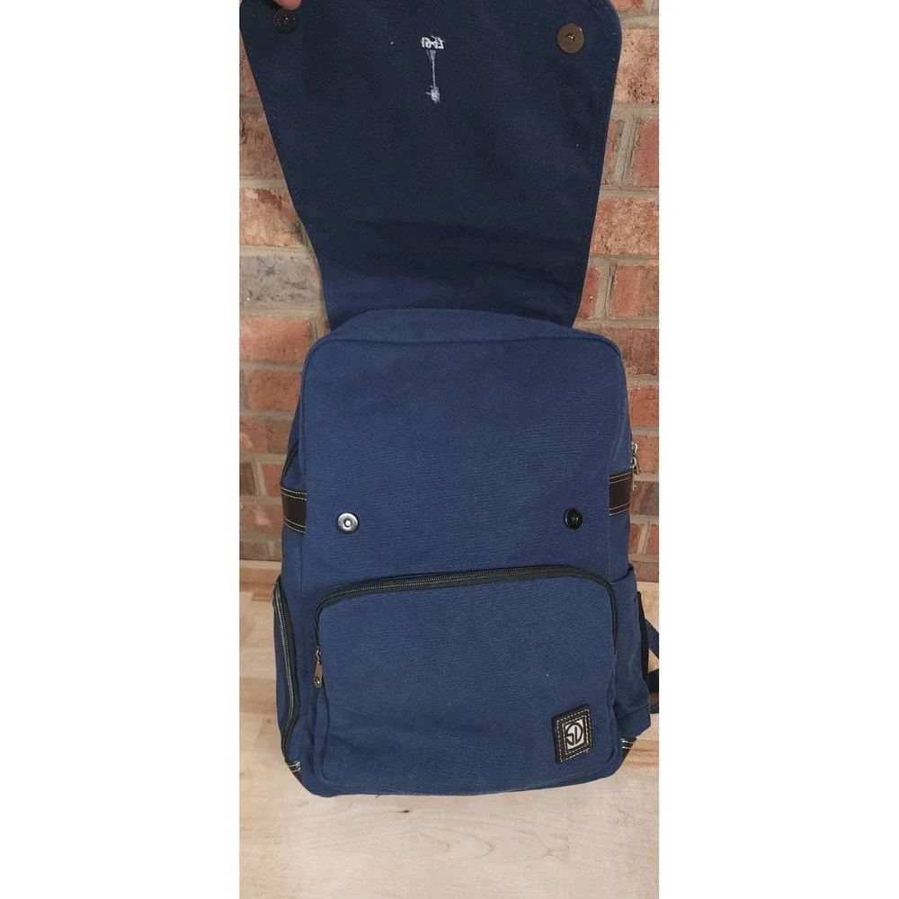 Straight Down Hearst Blue Canvas Backpack Laptop Bag Carmel Golf Charlotte NEW‎